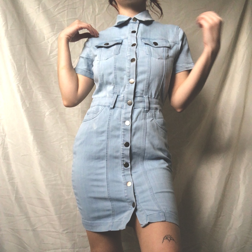 Denim Buttoned Dress